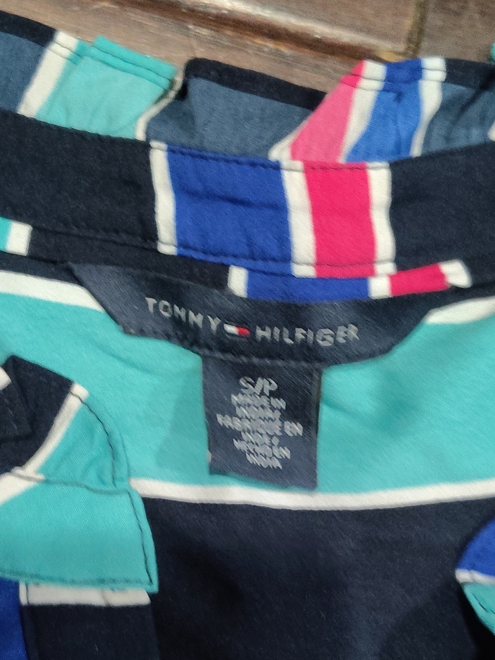 Tommy Hilfiger Navy, Teal & Pink Striped Blouse - Picture 7 of 10